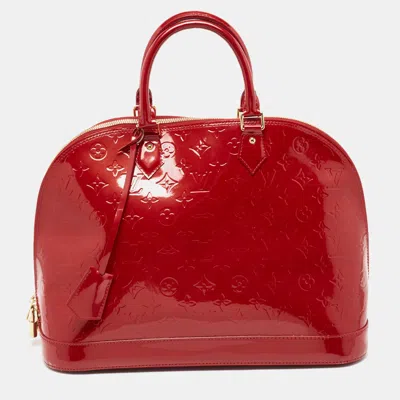 Pre-owned Louis Vuitton Monogram Vernis Alma Gm In Red