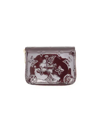 Pre-owned Louis Vuitton Monogram Vernis Amarante Compact Wallet In Burgundy