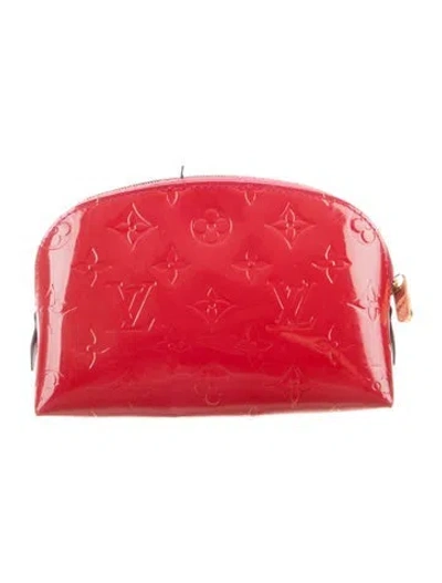 Pre-owned Louis Vuitton Monogram Vernis Cosmetic Pouch In Red