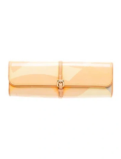 Pre-owned Louis Vuitton Monogram Vernis Fleurs Pochette Vintage In Yellow
