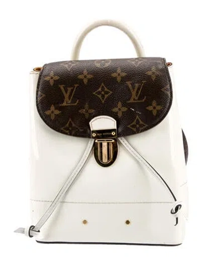 Pre-owned Louis Vuitton Monogram Vernis Hot Springs Backpack In White