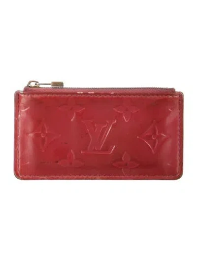 Pre-owned Louis Vuitton Monogram Vernis Patent Leather Card Holder In Pink