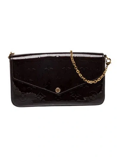 Pre-owned Louis Vuitton Monogram Vernis Pochette Félicie In Black