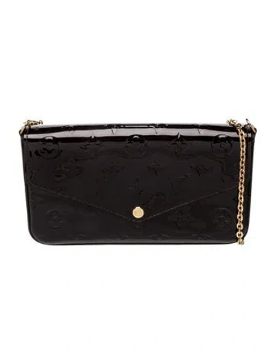 Pre-owned Louis Vuitton Monogram Vernis Pochette Félicie In Burgundy