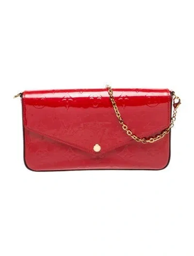 Pre-owned Louis Vuitton Monogram Vernis Pochette Félicie In Red