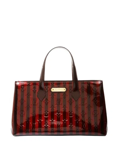 Pre-owned Louis Vuitton Monogram Vernis Rayure Wilshere Pm Handbag In Red