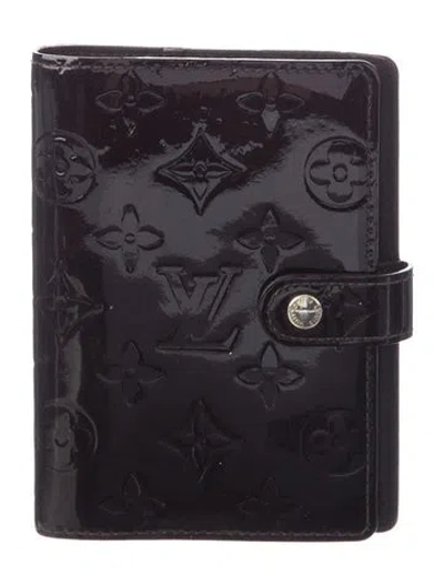 Pre-owned Louis Vuitton Monogram Vernis Small Ring Agenda Cover In Purple