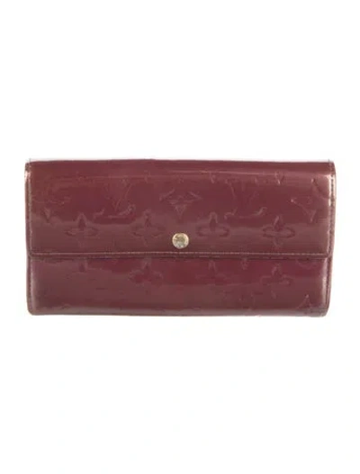 Pre-owned Louis Vuitton Monogram Vernis Vernis Patent Leather Sarah Wallet In Purple