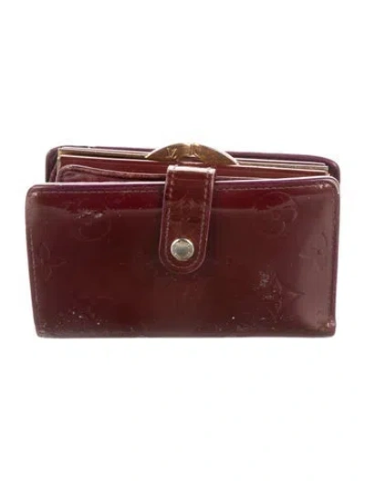 Pre-owned Louis Vuitton Monogram Vernis Vernis Patent Leather Viennois Wallet In Burgundy
