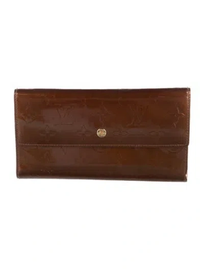 Pre-owned Louis Vuitton Monogram Vernis Vernis Patent Leather Wallet In Brown