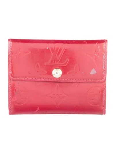 Pre-owned Louis Vuitton Monogram Vernis Vernis Patent Leather Wallet In Red
