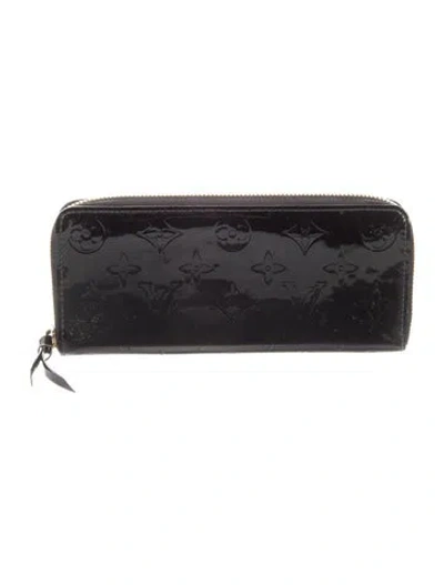 Pre-owned Louis Vuitton Monogram Vernis Vernis Patent Leather Zippy Wallet In Black
