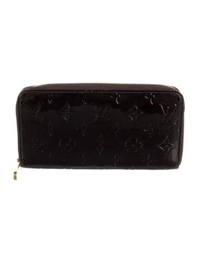 Pre-owned Louis Vuitton Monogram Vernis Vernis Patent Leather Zippy Wallet In Black
