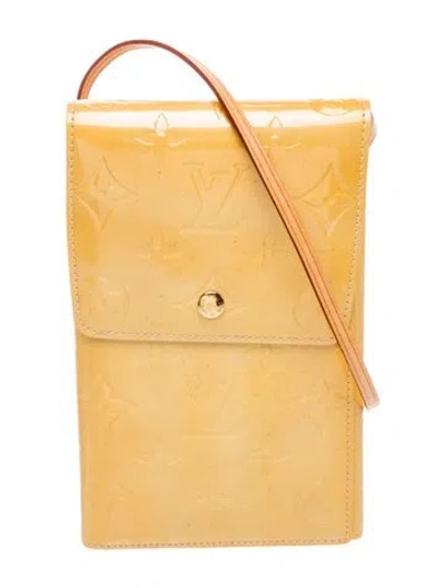 Pre-owned Louis Vuitton Monogram Vernis Walker Wallet In Yellow