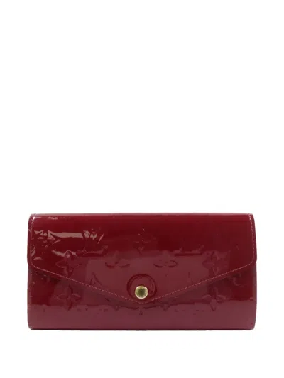 Pre-owned Louis Vuitton Monogram Vernis Wallet In Red