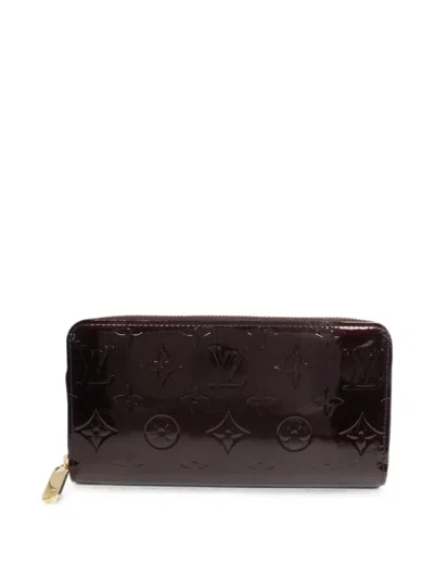Pre-owned Louis Vuitton Monogram Vernis Zippy Wallet In Red