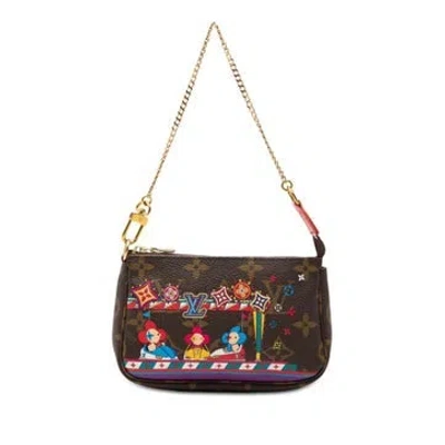 Pre-owned Louis Vuitton Monogram Vivienne Christmas Mini Pochette Accessoires In Brown