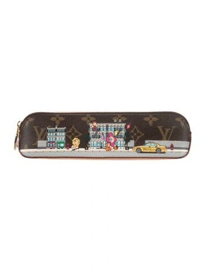 Pre-owned Louis Vuitton Monogram Vivienne Xmas Pencil Pouch In Brown
