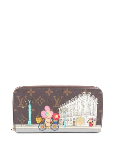 Pre-owned Louis Vuitton Monogram Vivienne Zip-around Wallet In Brown