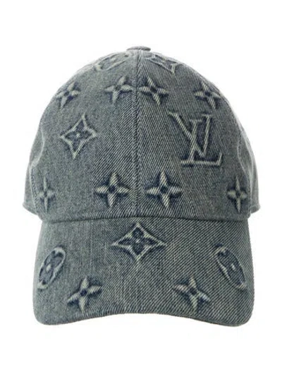 Pre-owned Louis Vuitton Monogram Washed Denim Cap In Blue