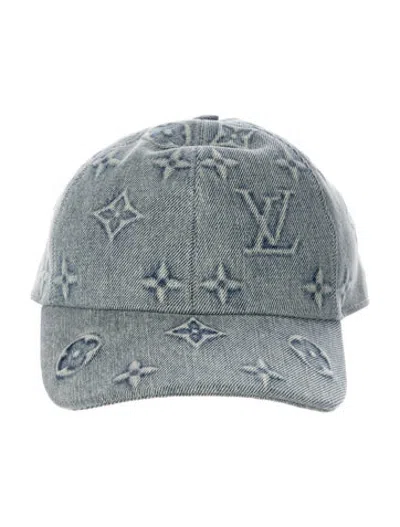 Pre-owned Louis Vuitton Monogram Washed Denim Cap In Blue