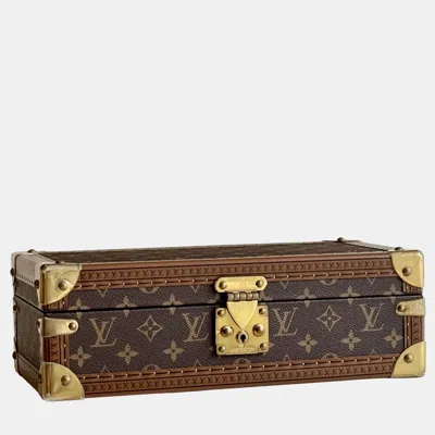 Pre-owned Louis Vuitton Monogram Watch Box With Red Interior Eight Slots In Brown