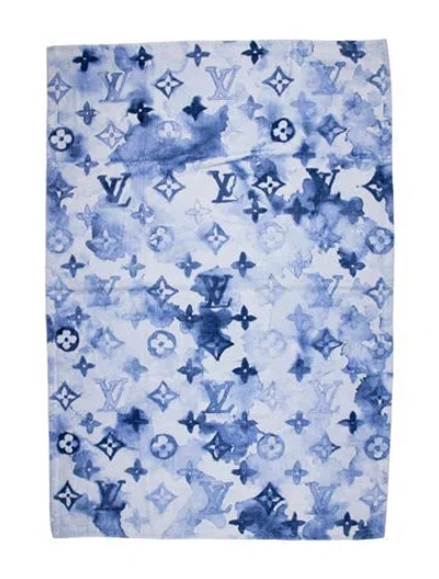 Pre-owned Louis Vuitton Monogram Watercolor Beach Towel In Blue