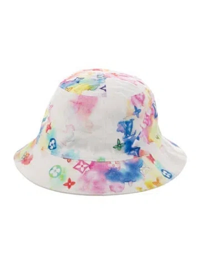 Pre-owned Louis Vuitton Monogram Watercolor Bucket Hat In Neutral
