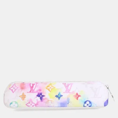 Pre-owned Louis Vuitton Monogram Watercolor Elizabeth Pencil Pouch In White