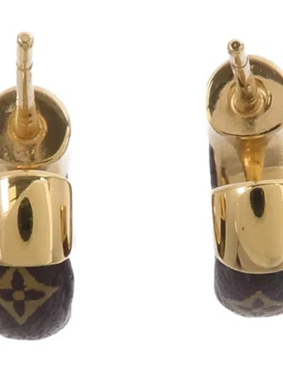 Pre-owned Louis Vuitton Monogram Wild Lv Hoop Earrings In Gold