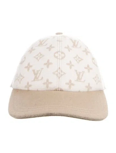 Pre-owned Louis Vuitton Monogram Wool Baseball Cap In White