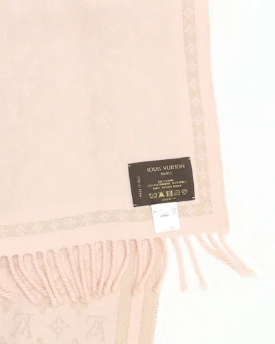 Pre-owned Louis Vuitton Monogram Wool Cashmere Scarf In Pink