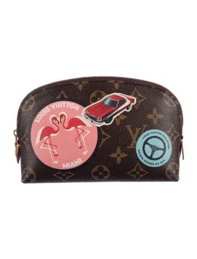 Pre-owned Louis Vuitton Monogram World Tour Cosmetic Pouch In Brown