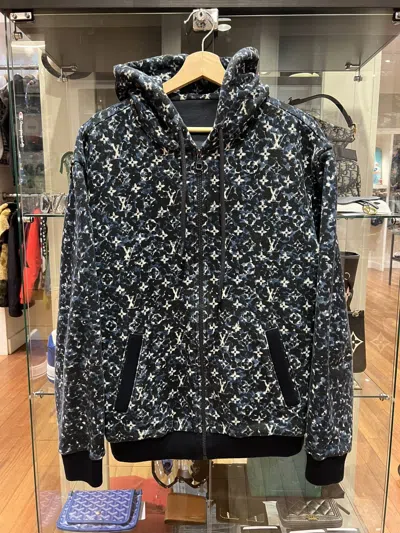 Pre-owned Louis Vuitton Monogram Zip Hoodie Navy