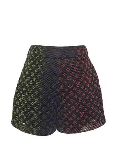 Pre-owned Louis Vuitton Monogram-pattern Mesh Shorts In Black