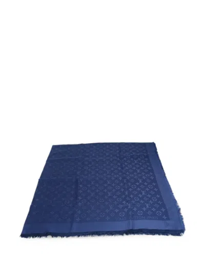 Pre-owned Louis Vuitton Monogram-pattern Scarf In Blue
