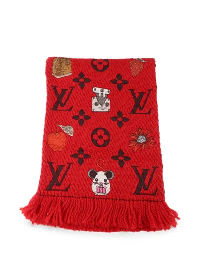 Pre-owned Louis Vuitton Monogram-pattern Scarf In Red