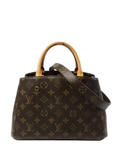 Pre-owned Louis Vuitton Montaigne Bb Monogram Tote Bag In Brown