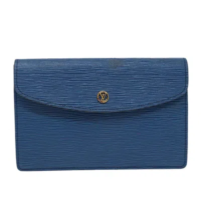 Pre-owned Louis Vuitton Montaigne Blue Leather Clutch Bag ()