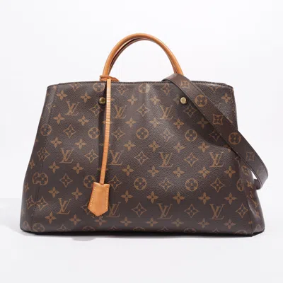Pre-owned Louis Vuitton Montaigne Gm Monogram Coated Canvas Shoulder Bag In Gold