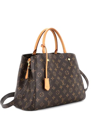 Pre-owned Louis Vuitton Montaigne Handbag Monogram Canvas Bb Satchel In Brown