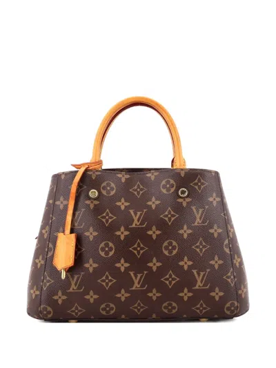 Pre-owned Louis Vuitton Montaigne Handbag Monogram Canvas Bb Satchel In Brown