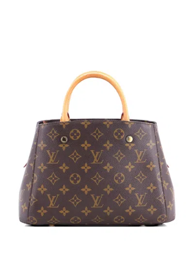 Pre-owned Louis Vuitton Montaigne Handbag Monogram Canvas Bb Satchel In Brown