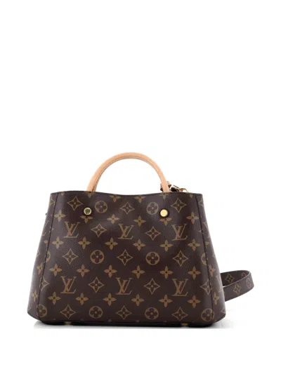 Pre-owned Louis Vuitton Montaigne Handbag Monogram Canvas Bb Satchel In Brown