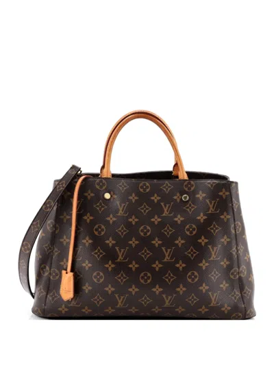 Pre-owned Louis Vuitton Montaigne Handbag Monogram Canvas Gm Tote Bag In Brown