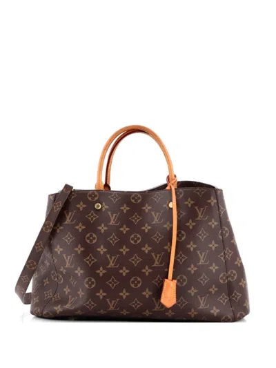 Pre-owned Louis Vuitton Montaigne Handbag Monogram Canvas Gm Tote Bag In Brown