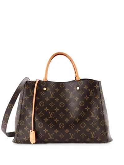 Pre-owned Louis Vuitton Montaigne Handbag Monogram Canvas Gm Tote Bag In Brown