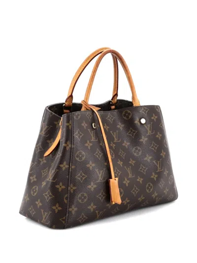 Pre-owned Louis Vuitton Montaigne Handbag Monogram Canvas Mm Tote Bag In Brown