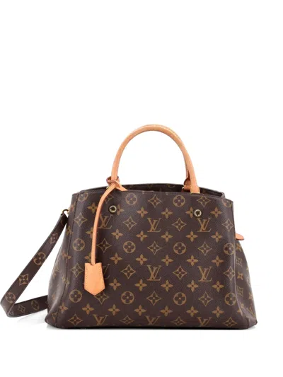 Pre-owned Louis Vuitton Montaigne Handbag Monogram Canvas Mm Tote Bag In Brown