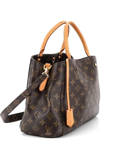 Pre-owned Louis Vuitton Montaigne Handbag Monogram Canvas Mm Tote Bag In Brown